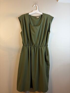Libian Olive Green Sleeveless Women’s Dress with Pockets size 1XL EUC #407